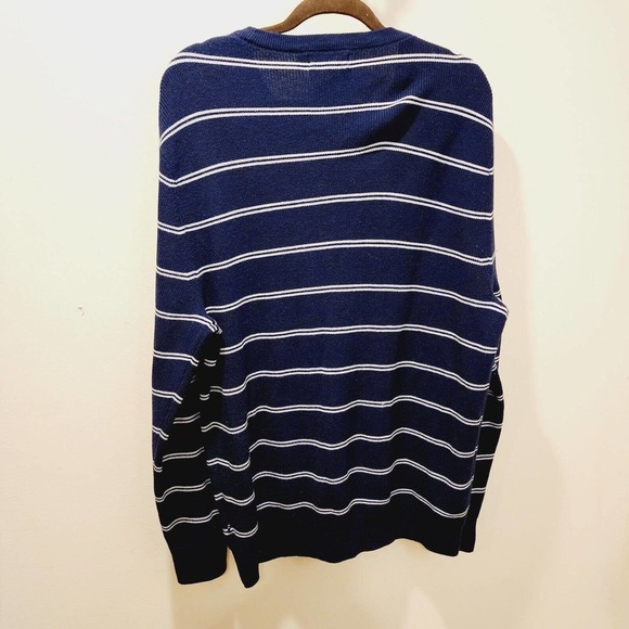 Men's NAUTICA Luxury Performance Navy Stripe Crew Neck Sweater Size XL - Picture 7 of 9